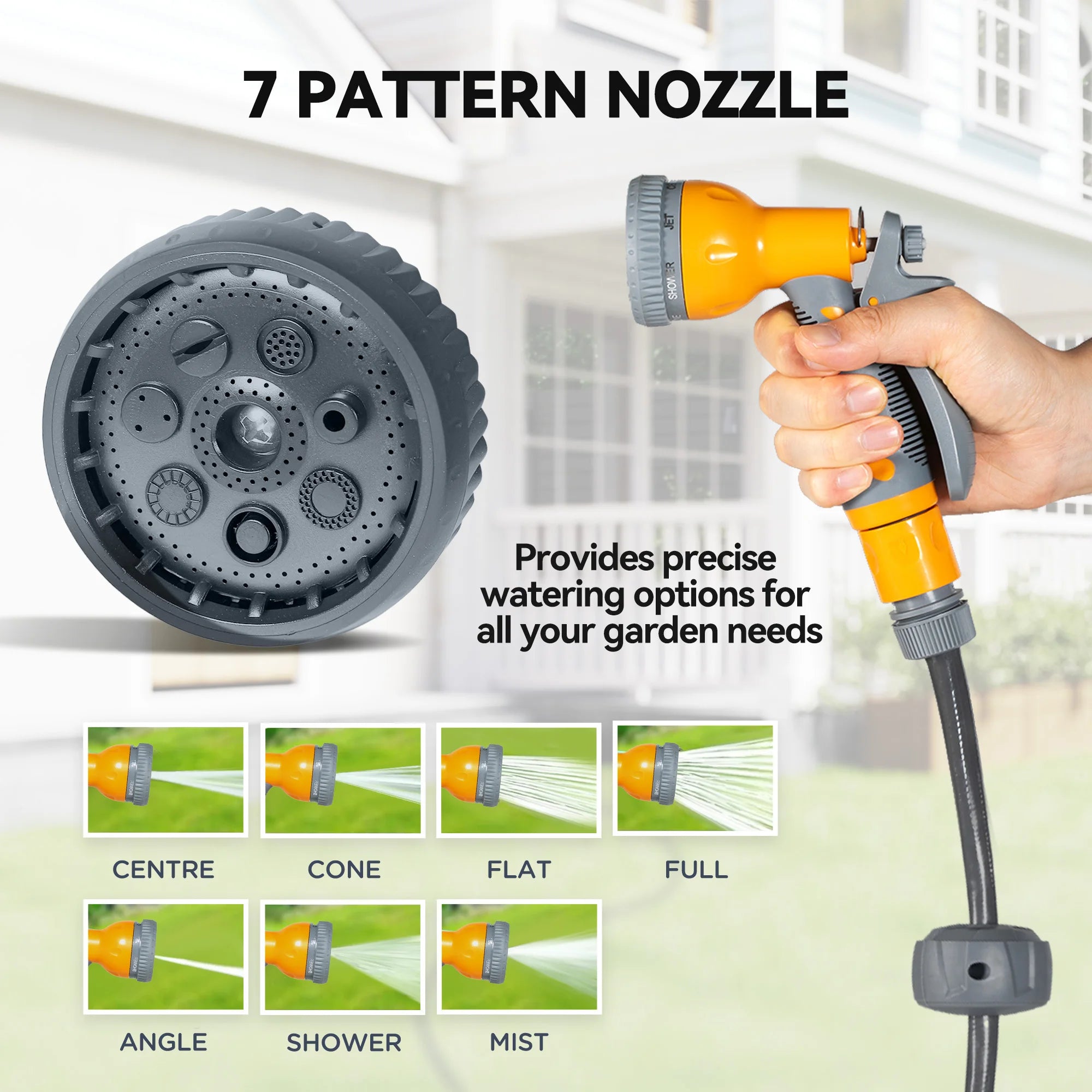 Retractable 30M Hose Reel Wall Mounted with Lock, Orange/Grey