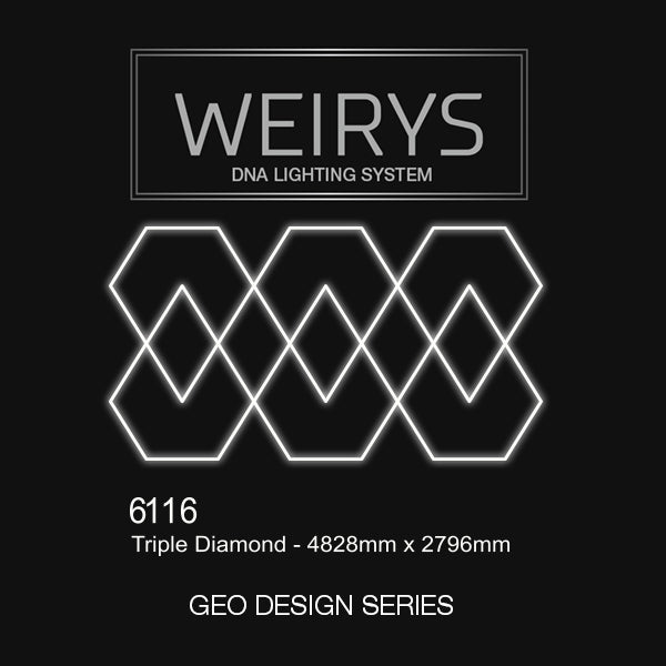 Triple diamond geometric LED garage lighting system, 4828mm x 2796mm, Geo Design Series